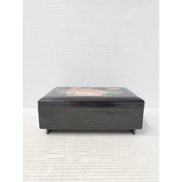 Otagiri Lacquerware Jewelry Music Box Pale black Kimiko Ikeda Victorian - Picture 3 of 10